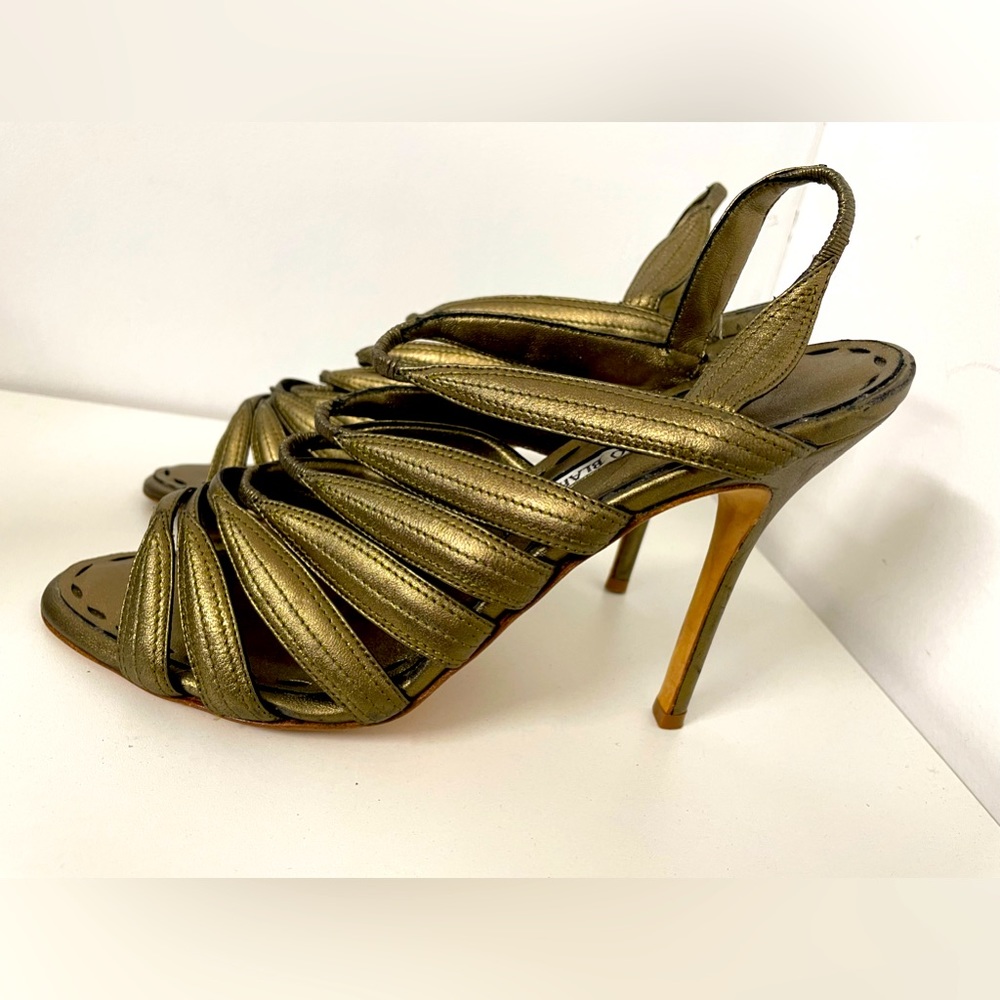 SALE! Manolo Blahnik Dark Gold, Bronze Gladiator Heels.
